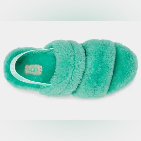 Ugg Oh Fluffita Strappy Sandal Slipper Slides, Green Size 9 - Picture 3 of 9